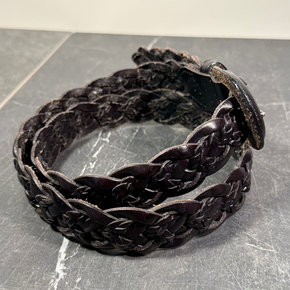 Womens‎ Talbots Braided Leather Belt Black | 34W Size 16  | Woven Buckle - Picture 7 of 11